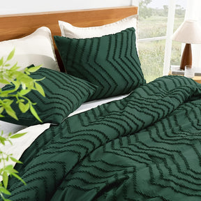 Conjunto de Cama Confortável de Tamanho Grande Verde Escuro Bege, Conjunto de 3 Peças de Roupa de Cama de Fleece Leve