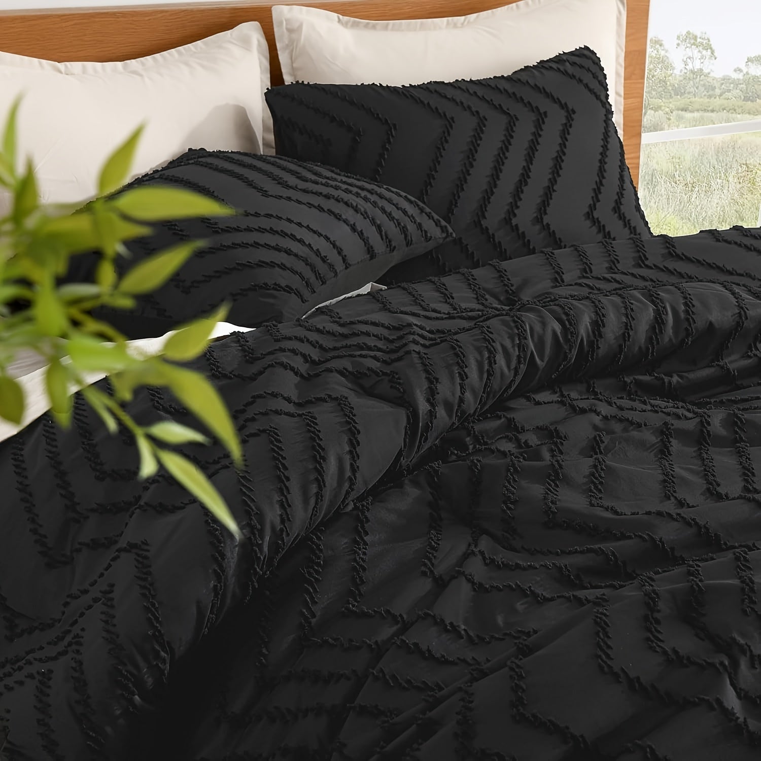 Conjunto de Cama Confortável de Tamanho Grande Verde Escuro Bege, Conjunto de 3 Peças de Roupa de Cama de Fleece Leve